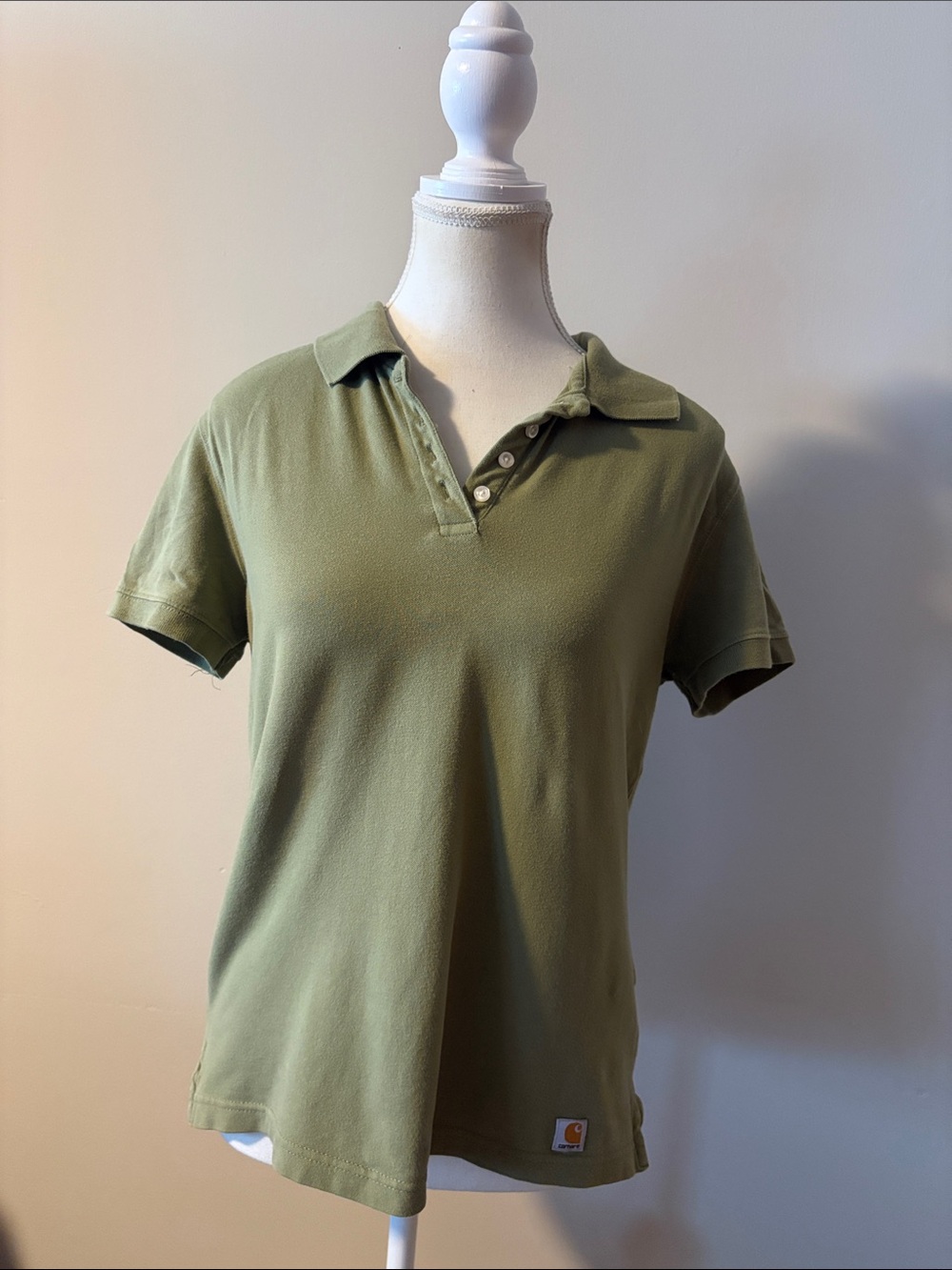 Carhartt Olive Short-Sleeve Polo Shirt. Size Small